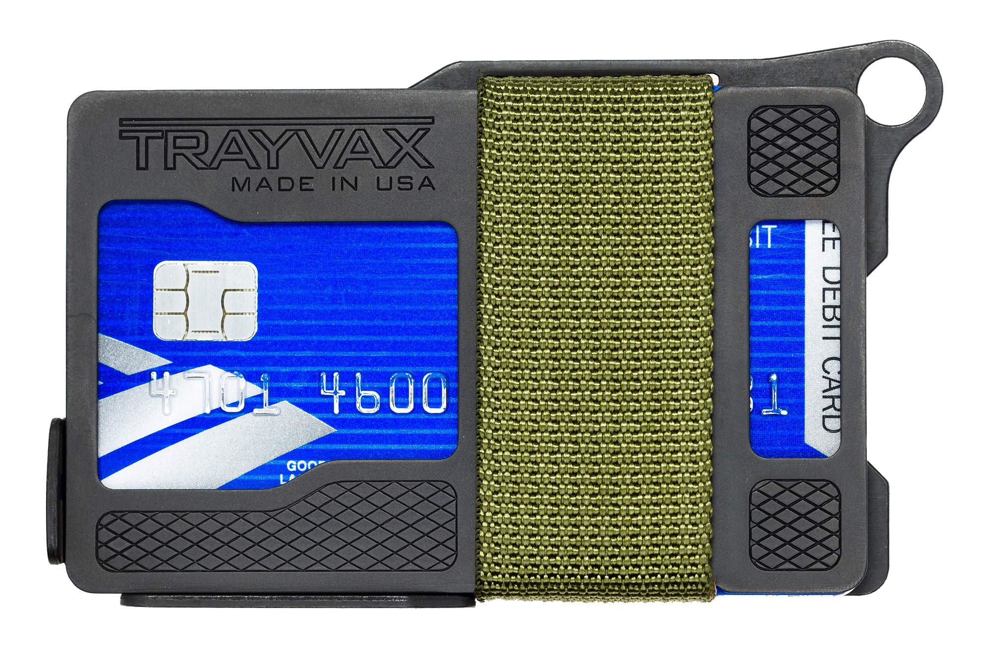 Trayvax Armored Summit Wallet, RFID Front Pocket Metal Credit Card Holder with Money Clip, Slim Minimalist Wallet for Men and Women, OD Green