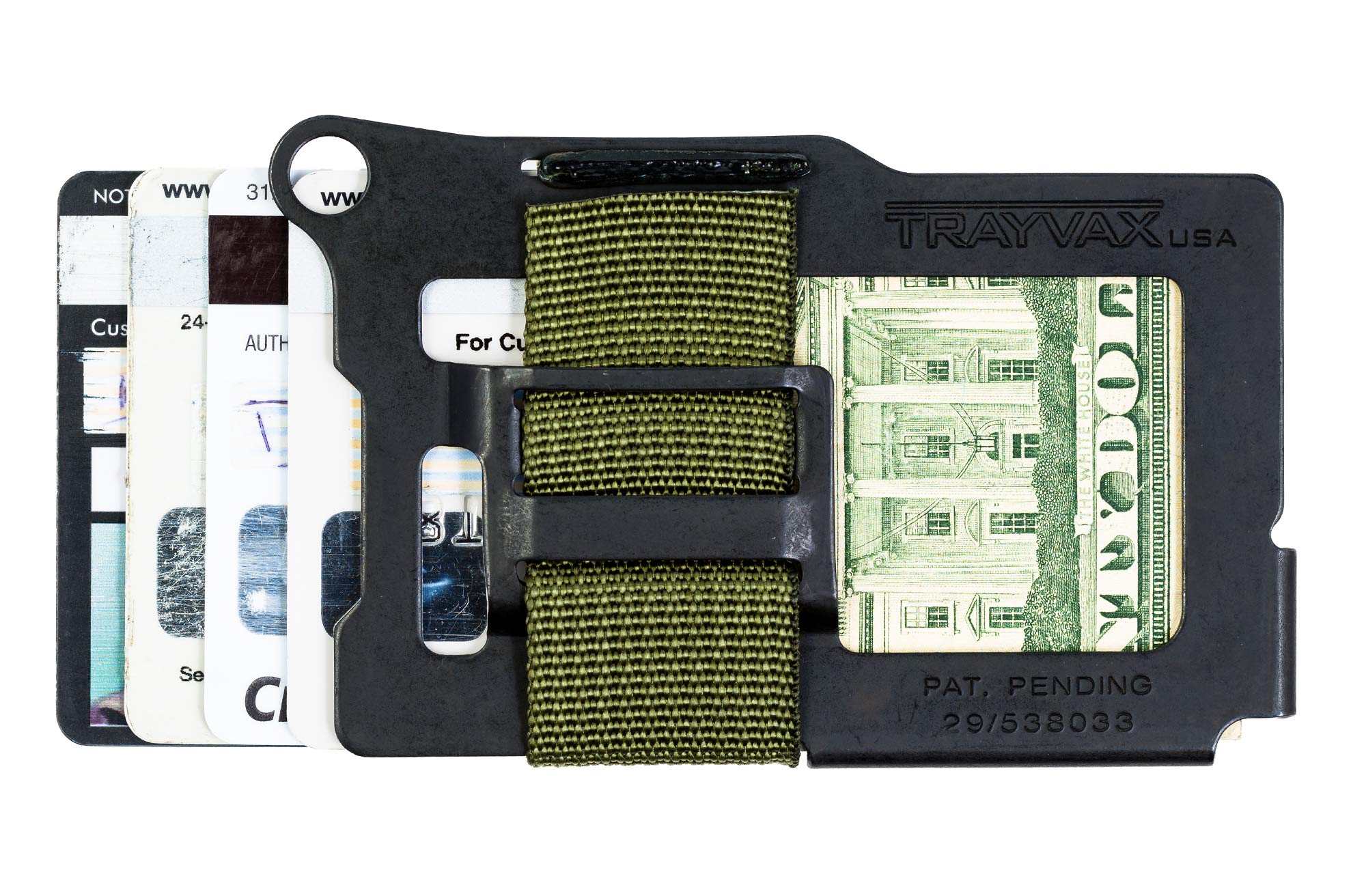 Trayvax Armored Summit Wallet, RFID Front Pocket Metal Credit Card Holder with Money Clip, Slim Minimalist Wallet for Men and Women, OD Green