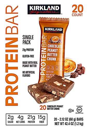 KIRKLAND SIGNATURE Protein Bars Chocolate Peanut Butter Chunk 2.12 oz, 20-count