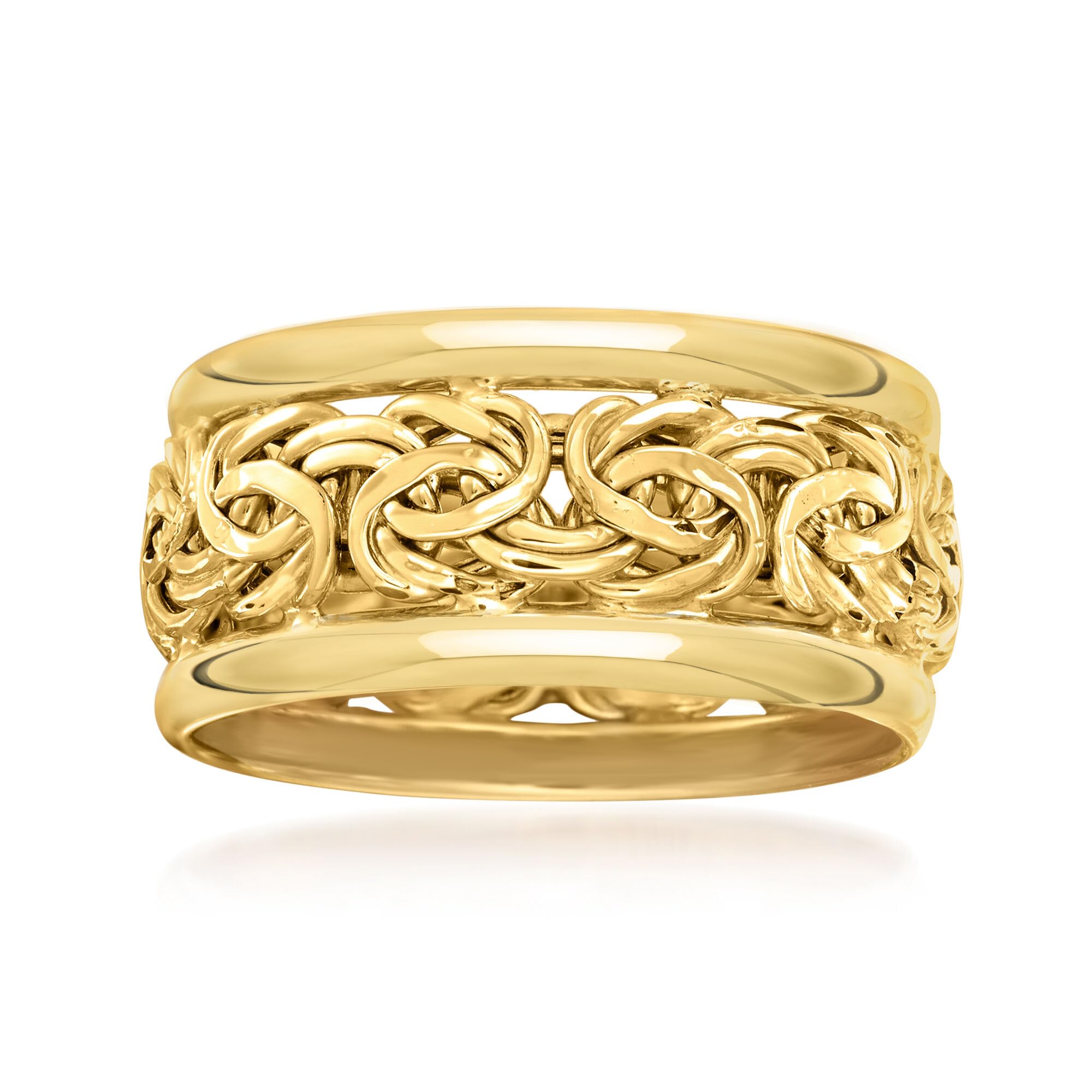 Ross-Simons 14kt Yellow Gold Bordered Byzantine Ring. Size 6