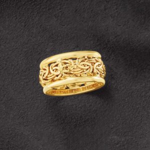 Ross-Simons 14kt Yellow Gold Bordered Byzantine Ring. Size 6