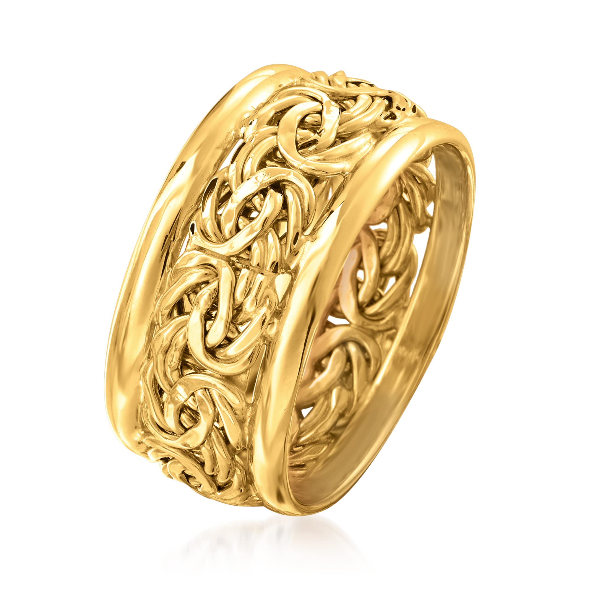 Ross-Simons 14kt Yellow Gold Bordered Byzantine Ring. Size 6