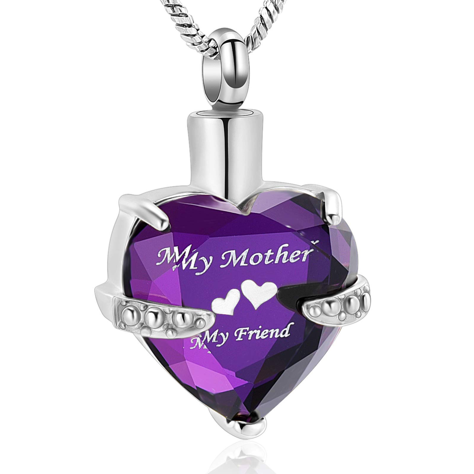 Yinplsmemory Mom Urn Necklace for Ashes Crystal Hollow Heart Pendant Ashes Keepsake Jewelry - Mother Cremation Memorial Gift