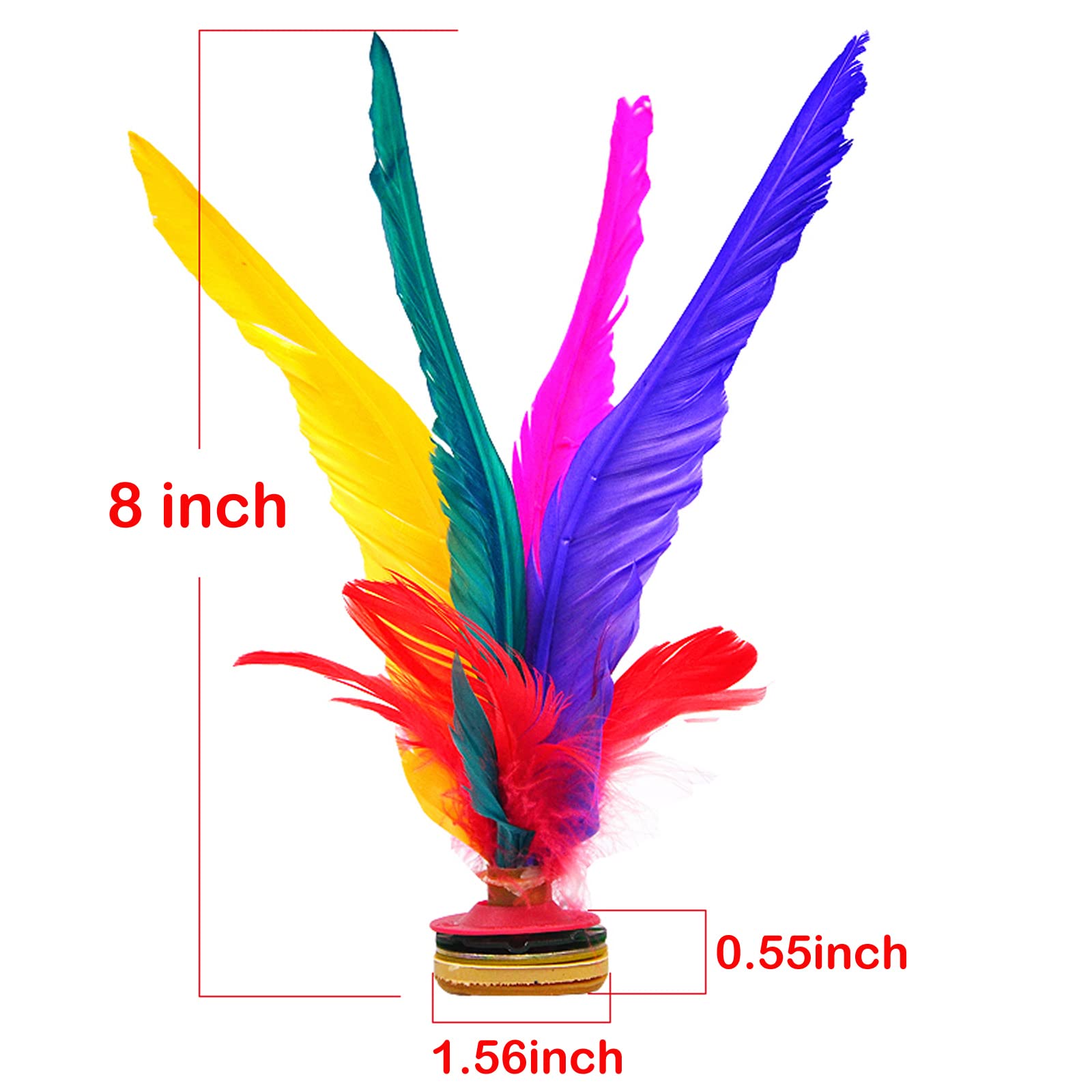 Baitaihem Kick Shuttlecock Chinese Jianzi Colorful Feather Foot Sports Outdoor Game (Style-B, 6 Pack)