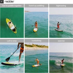 Inflatable Stand Up Paddle Board Rouge 9'0" x 30" x 4" Surf ISUP With Bravo SUP3 Double Action Hand Pump, 3 Piece Carbon & Fiberglass Paddle, 10' Leash, Portable Backpack And Repair Kit - REDDER