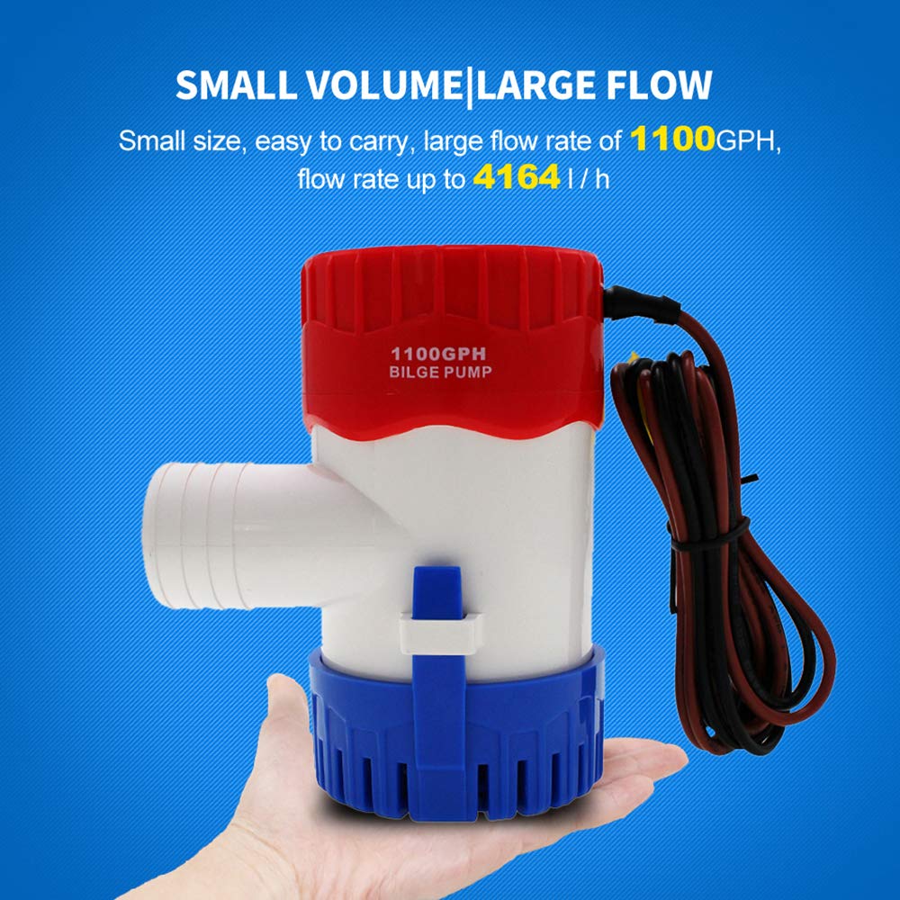 12V Bilge Pump 1100GPH New Electric Water Pump for Boats Accessories Marin,Submersible Boat Water Pump