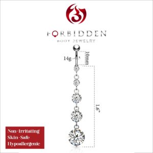 Forbidden Body Jewelry Dangle Belly Button Rings CZ Crystal Navel Rings for Women Surgical Steel 14G