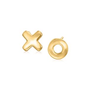 rs pure by ross-simons 14kt yellow gold xo mismatched earrings