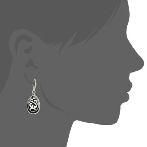 Napier Jet Black and Leather Teardrop Drop Earrings