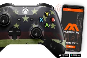 moddedzone custom modded wireless controller for xbox one s/x and pc - with unique smart mods - best for first person shooter games - handcrafted by experts in usa with unique design - american flag