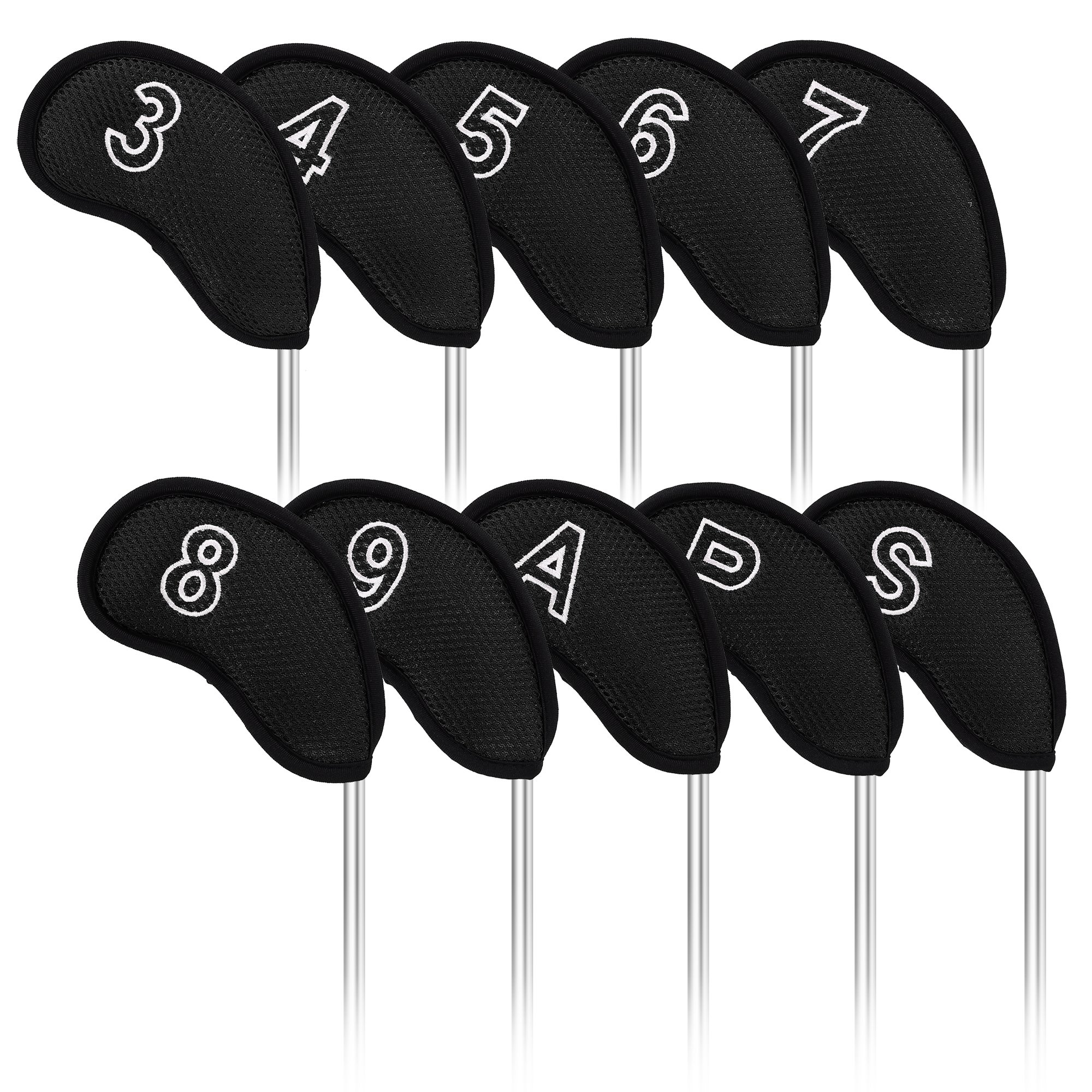 Craftsman Golf 10 pcs/set Meshy Golf Iron Headcovers Set for Taylormade Callaway Ping (Black)