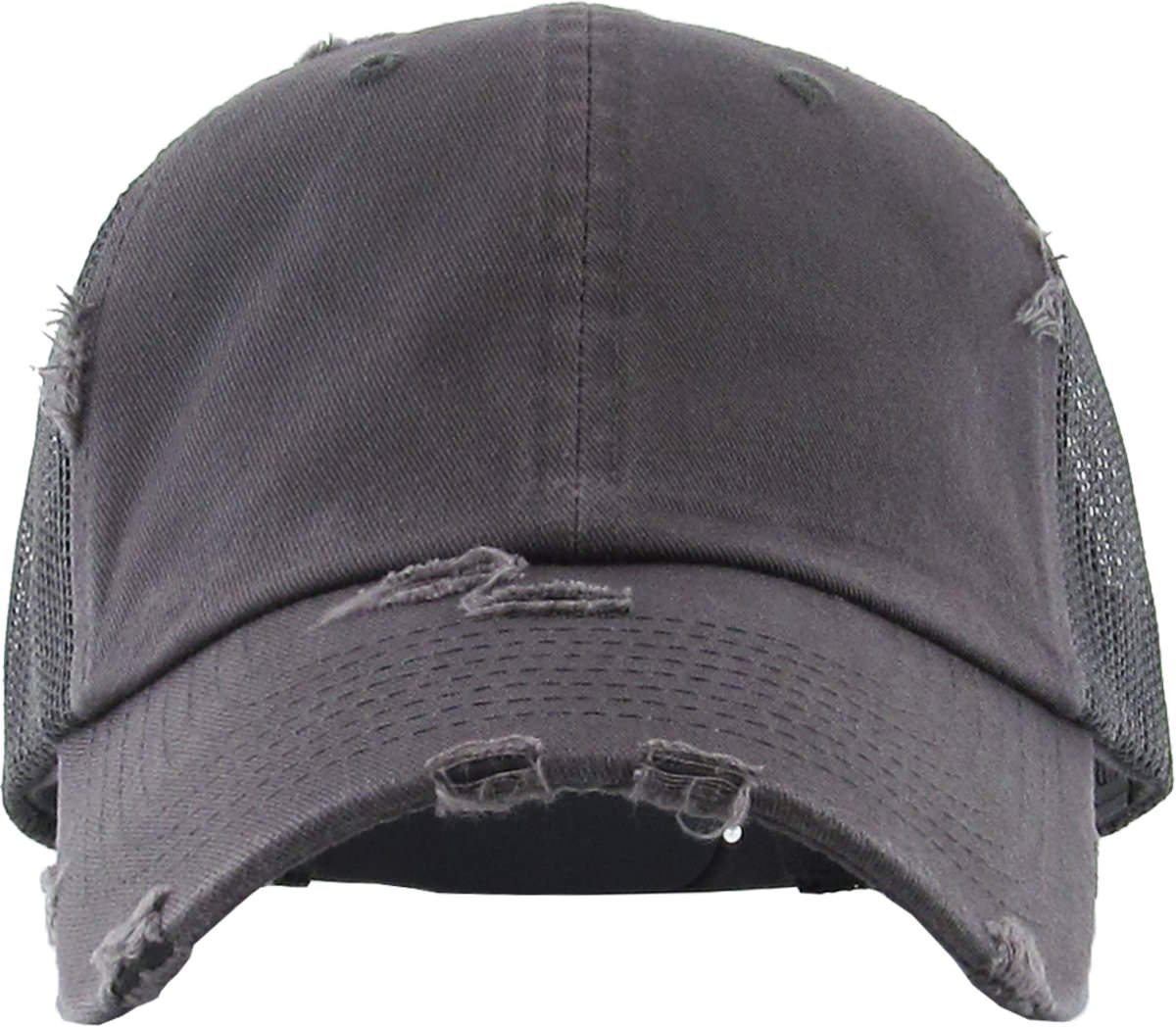 Funky Junque Distressed Low Profile Vintage Polo Style Trucker Dad Hat - Dark Grey