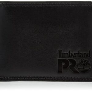 Timberland PRO mens Leather Rfid With Removable Flip Pocket Card Carrier Wallet, Black/Brandy, One Size US