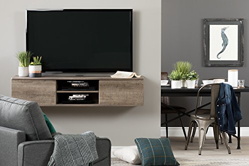 South Shore Agora Wall Mounted Media Console, Weathered Oak