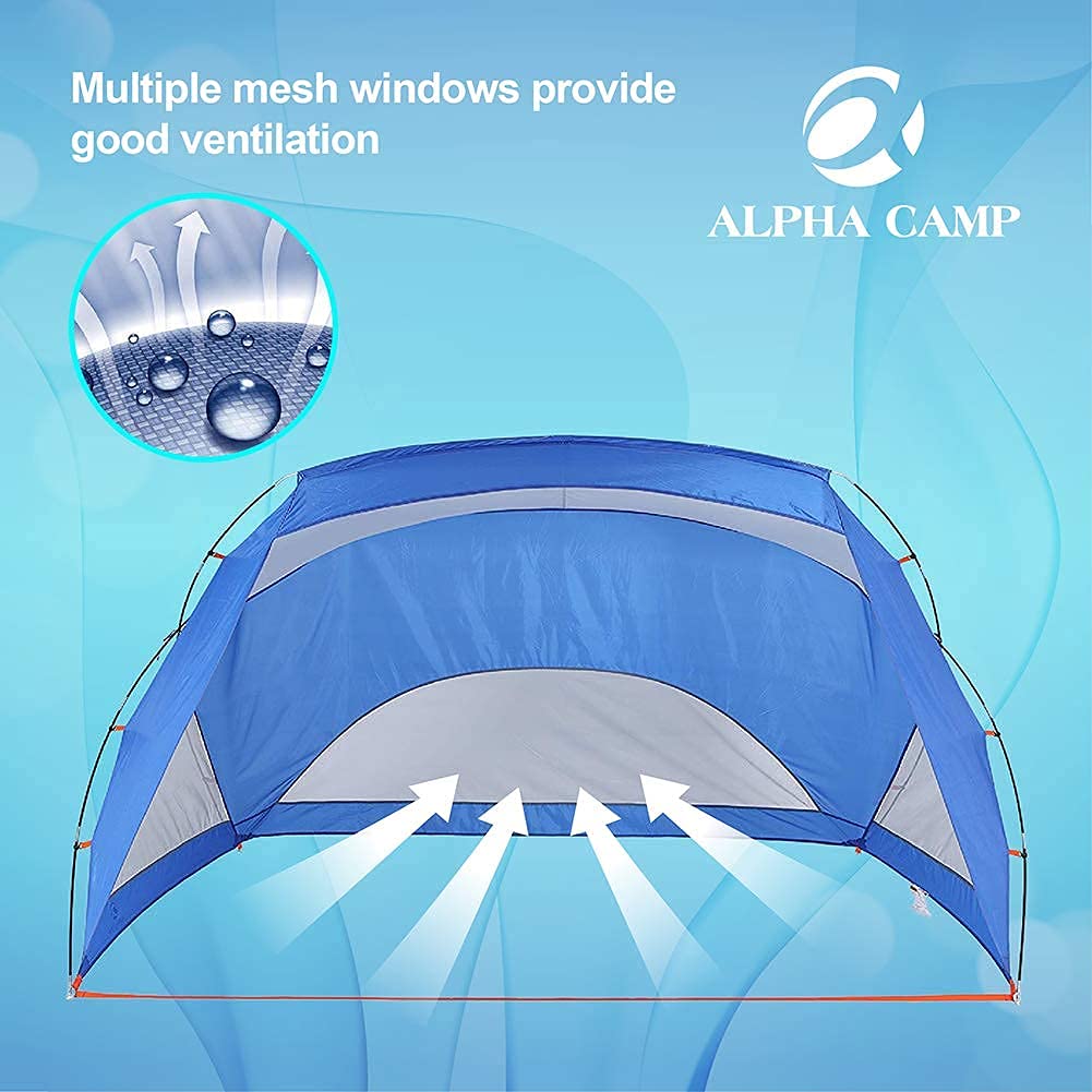 ALPHA CAMP 3 Person Sports/Beach Shelter Easy Up Sun Shade - 9’ x 6’ Blue