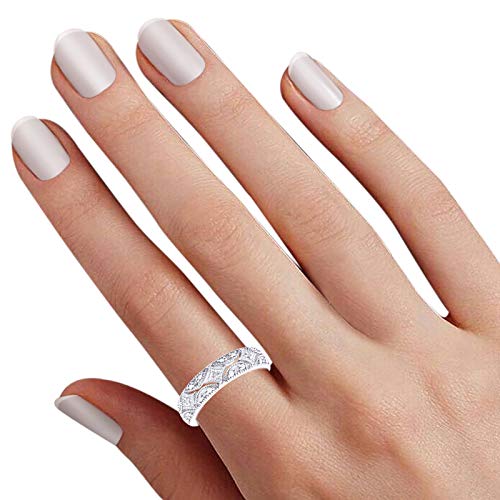 AFFY Sterling Silver Diamond Accent Band Ring (I-J Color, I2-I3 Clarity) Ring Size-8.5