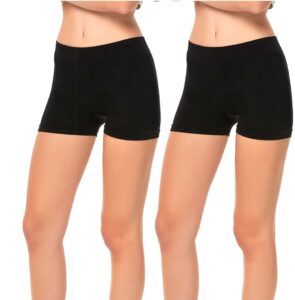 gilbins 2 pack women's seamless stretch yoga exercise shorts black