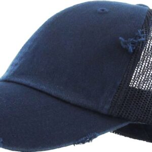 Funky Junque Distressed Trucker Dad Hat - Navy