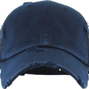 Funky Junque Distressed Trucker Dad Hat - Navy