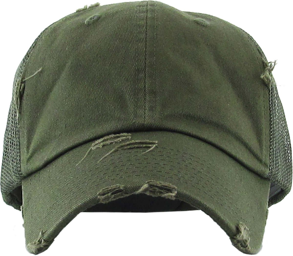 Funky Junque Distressed Trucker Dad Hat - Olive