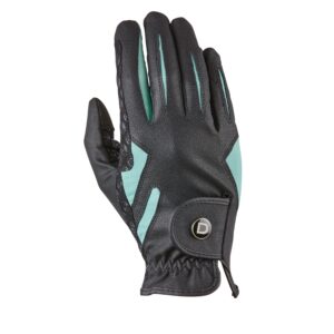 dublin cool-it gel riding glove, black/teal, medium/7