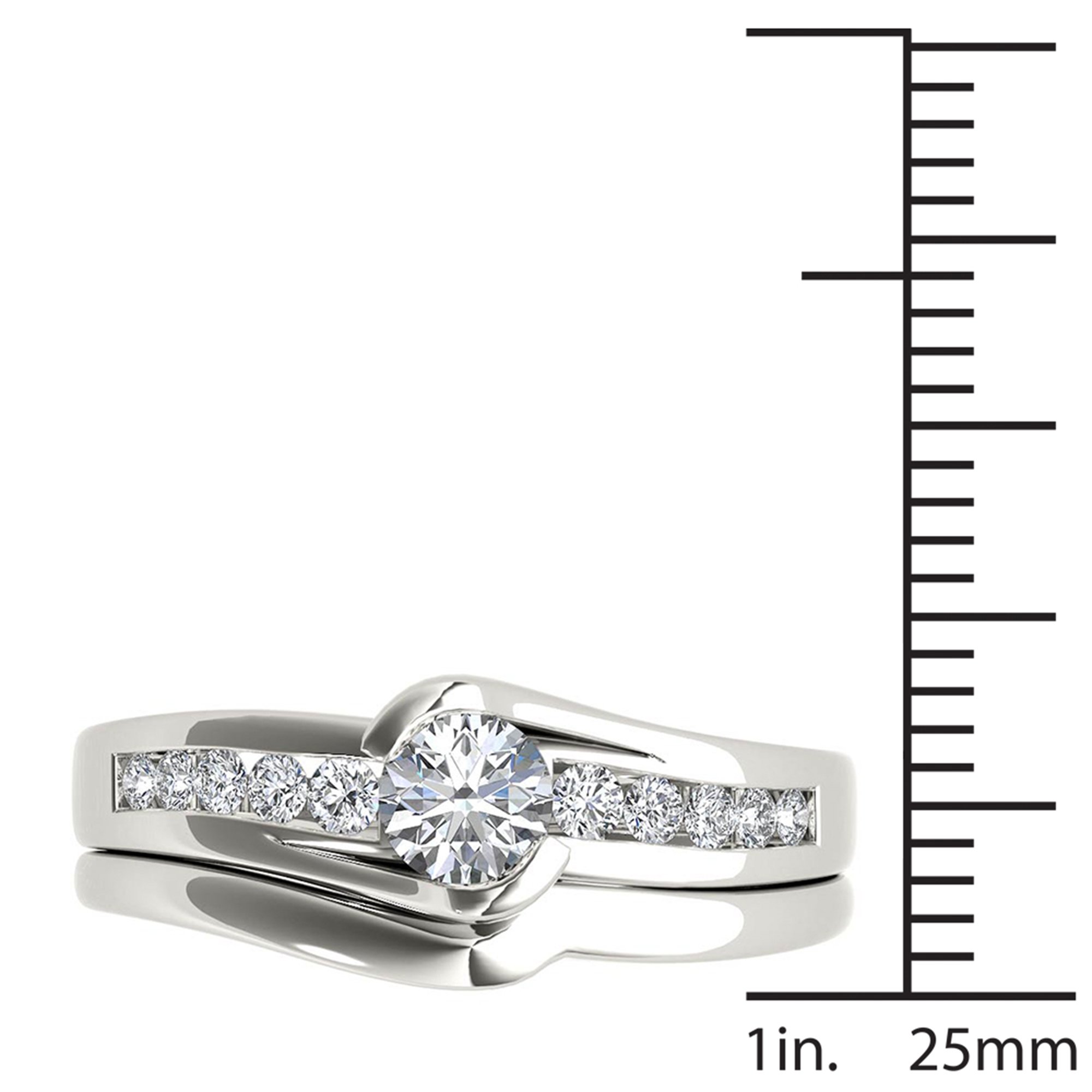 DZON Sterling Silver 1/2CT TDW Dimaond Bypass Bridal Set For Women(I-J, I2)