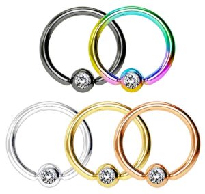 forbidden body jewelry super value 5-pack: 18g 8mm surgical steel multi color cbr hoops with 3mm cz balls