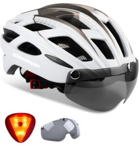 shinmax bike helmet, cpsc/cpc bike helmet for adult men women with magnetic goggles&led back light cycling helmet adjustable sm-t69