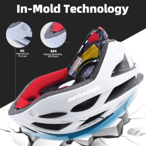 Shinmax Bike Helmet, CPSC/CPC Bike Helmet for Adult Men Women with Magnetic Goggles&Led Back Light Cycling Helmet Adjustable SM-T69