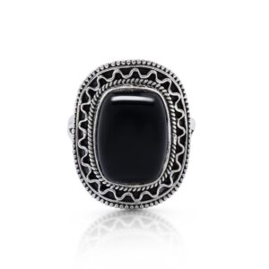 black onyx vintage gipsy ring 925 sterling silver boho chic us size 7 8 9 (9)