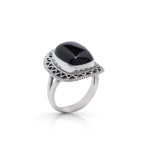 Black Onyx Vintage Gipsy Ring 925 Sterling Silver Boho Chic US Size 7 8 9 (9)