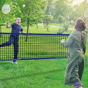 GSE Recreational Badminton Complete Set, Sports Outdoor Net Game Set Including 20'*2' Portable Badminton Net +4 Badminton Rackets+ 3 Shuttlecocks for 2-on-2 Games