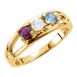 2 to 7 Birthstones Family Mother's Ring in Solid 10K Yellow Gold or Sterling Silver