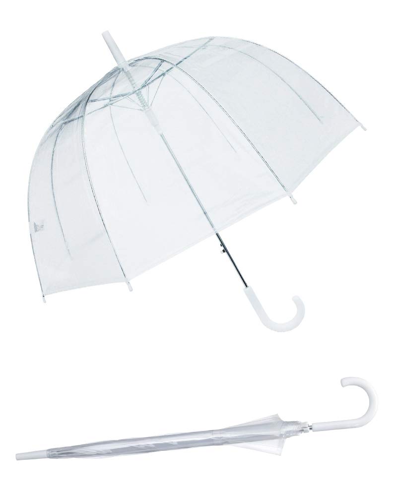 Sara Rain (6 Pack) 46" Adult Clear Bubble Umbrella Auto Open Fashion Dome Shaped European Hook Handle