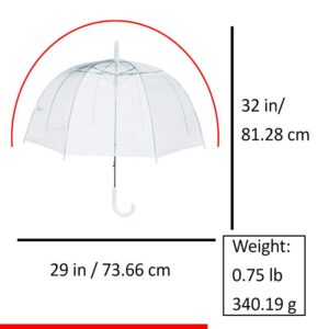 Sara Rain (6 Pack) 46" Adult Clear Bubble Umbrella Auto Open Fashion Dome Shaped European Hook Handle