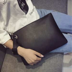 Hycurey Oversized Clutch Bag Purse and Handbag Womens Large PU Leather Evening Wristlet Handbags Black