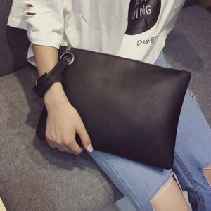 Hycurey Oversized Clutch Bag Purse and Handbag Womens Large PU Leather Evening Wristlet Handbags Black