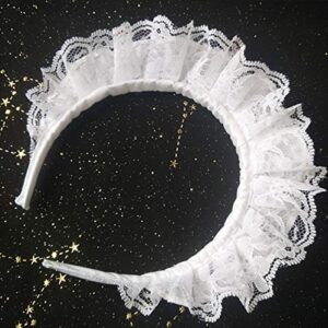 MAYSONG Women's Maid Cosplay Hair Hoop Gothic Headband white