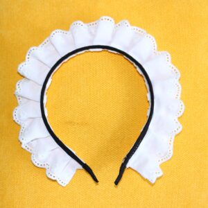 MAYSONG Women's Maid Cosplay Hair Hoop Gothic Headband white