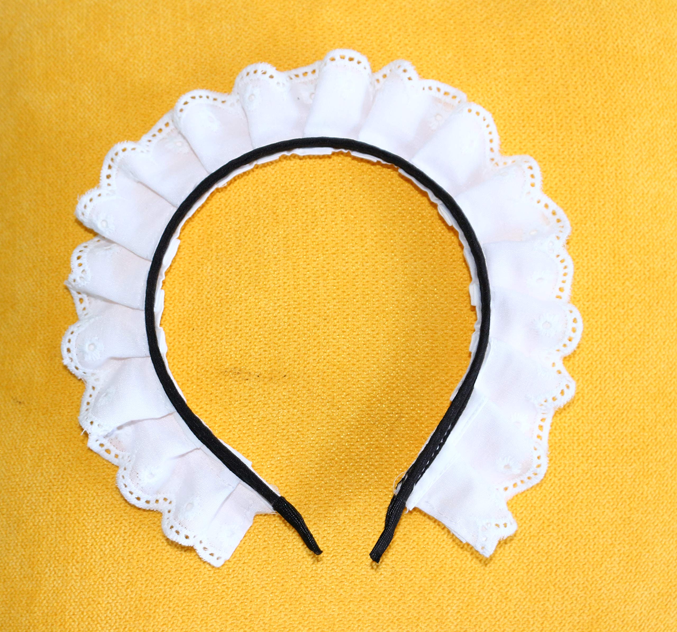 MAYSONG Women's Maid Cosplay Hair Hoop Gothic Headband white