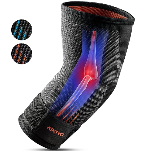 APOYO Elbow Brace for Tendonitis and Tennis Elbow, Compression Sleeve for Arthritis, Workouts, Reduce Joint Pain During Fitness Activity (Large)