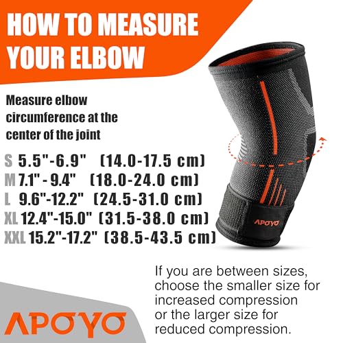 APOYO Elbow Brace for Tendonitis and Tennis Elbow, Compression Sleeve for Arthritis, Workouts, Reduce Joint Pain During Fitness Activity (Large)