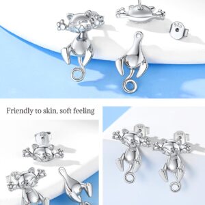 925 Silver Cute Cat Earrings Stud Solid Sterling Jewelry " Kiss me Hug Me" 3D Kitten Ear Jacket Earring for Women Teen Girls