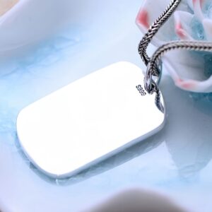 Blank Solid 999 Sterling Silver Dog Tag Pendant for Men Women