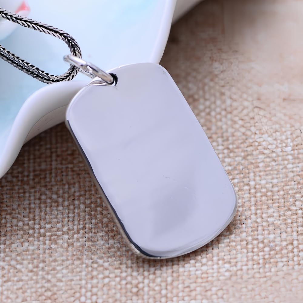 Blank Solid 999 Sterling Silver Dog Tag Pendant for Men Women