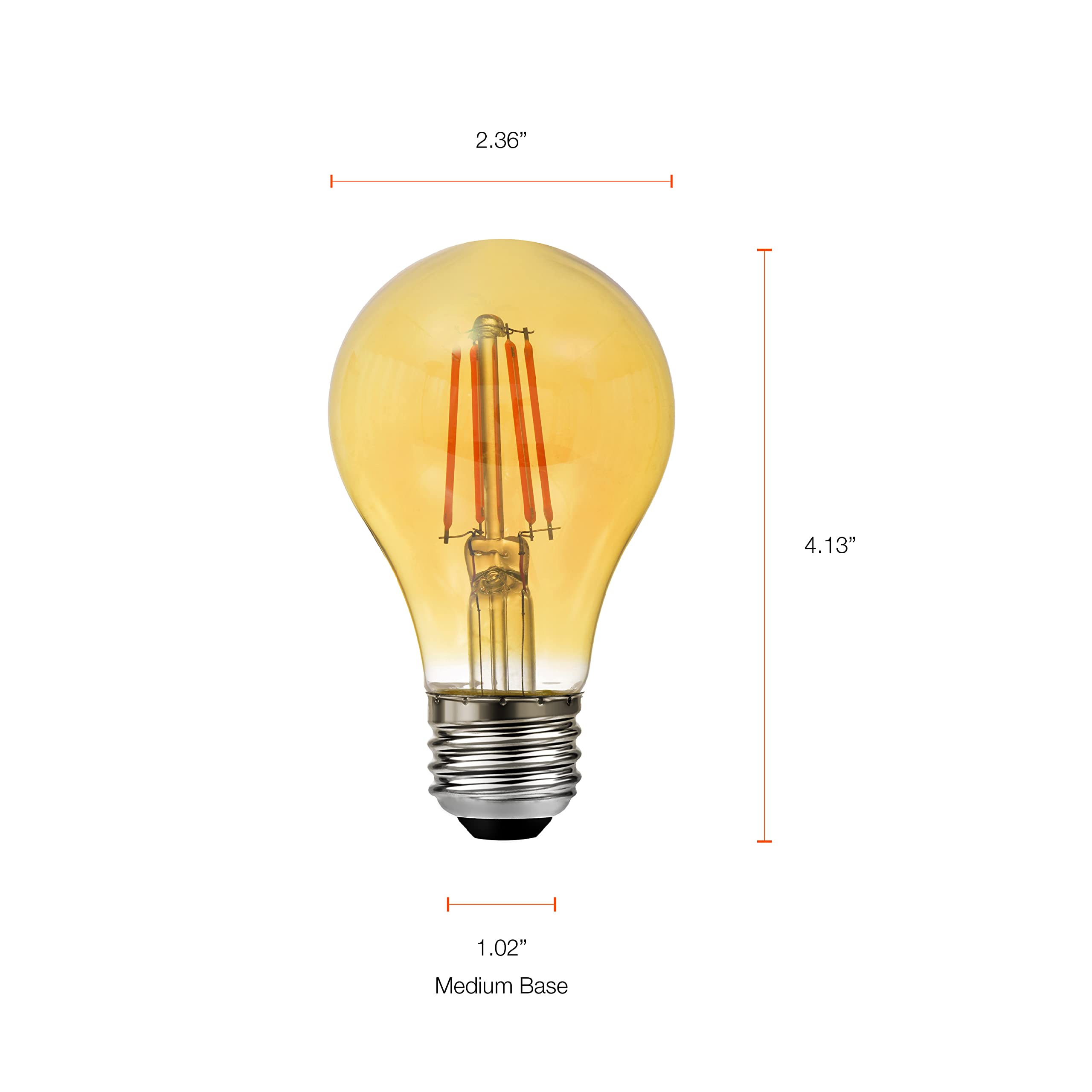 SYLVANIA A19 LED Vintage Light Bulb, 40W Equivalent Efficient 4.5W, 13 Year, 380 Lumens, Dimmable, Amber Glow - 1 Pack (75347)