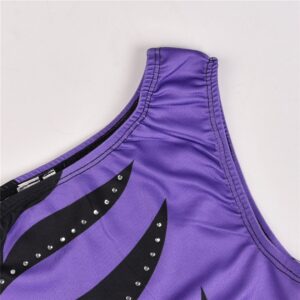 Girls Flame One Cold Shoulder Athletic Dance Gymnastic Leotards Bodysuit Outfit Purple & Black Size 10