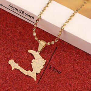 Haiti Country Map with State Name Pendant Necklace Ayiti Jewelry Gifts Map of Haiti (Gold Color)