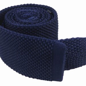 Slim Navy Blue Silk Knitting Tie Border Pattern Business Necktie for Men or Boys