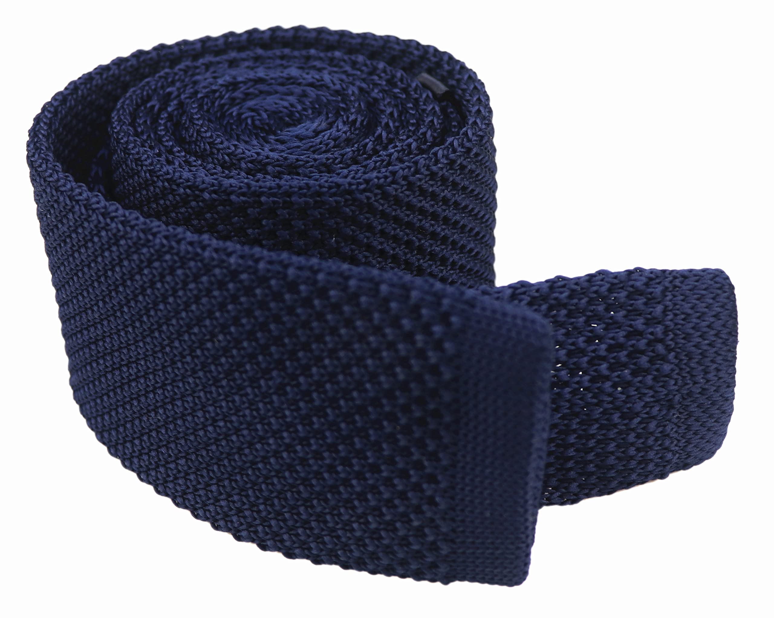 Slim Navy Blue Silk Knitting Tie Border Pattern Business Necktie for Men or Boys